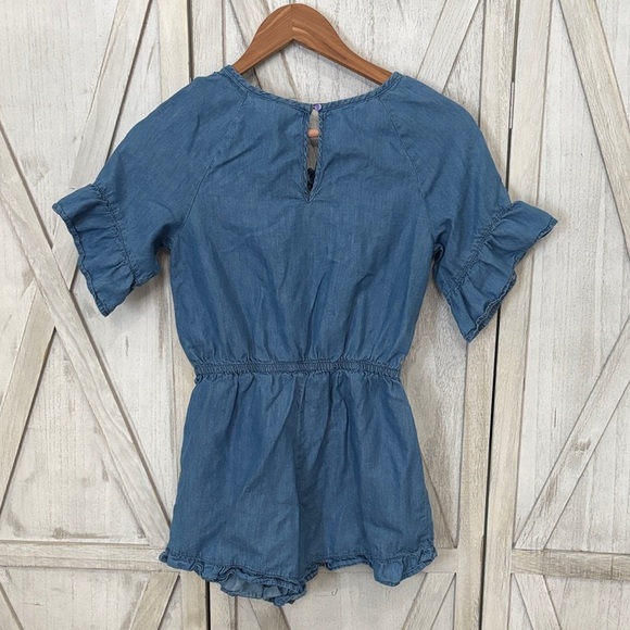 Blue Lace-Up Justice Chambray Romper - Picture 3 of 7